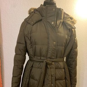 Women's Old Navy Long Puffer Coat - Brown Size Large